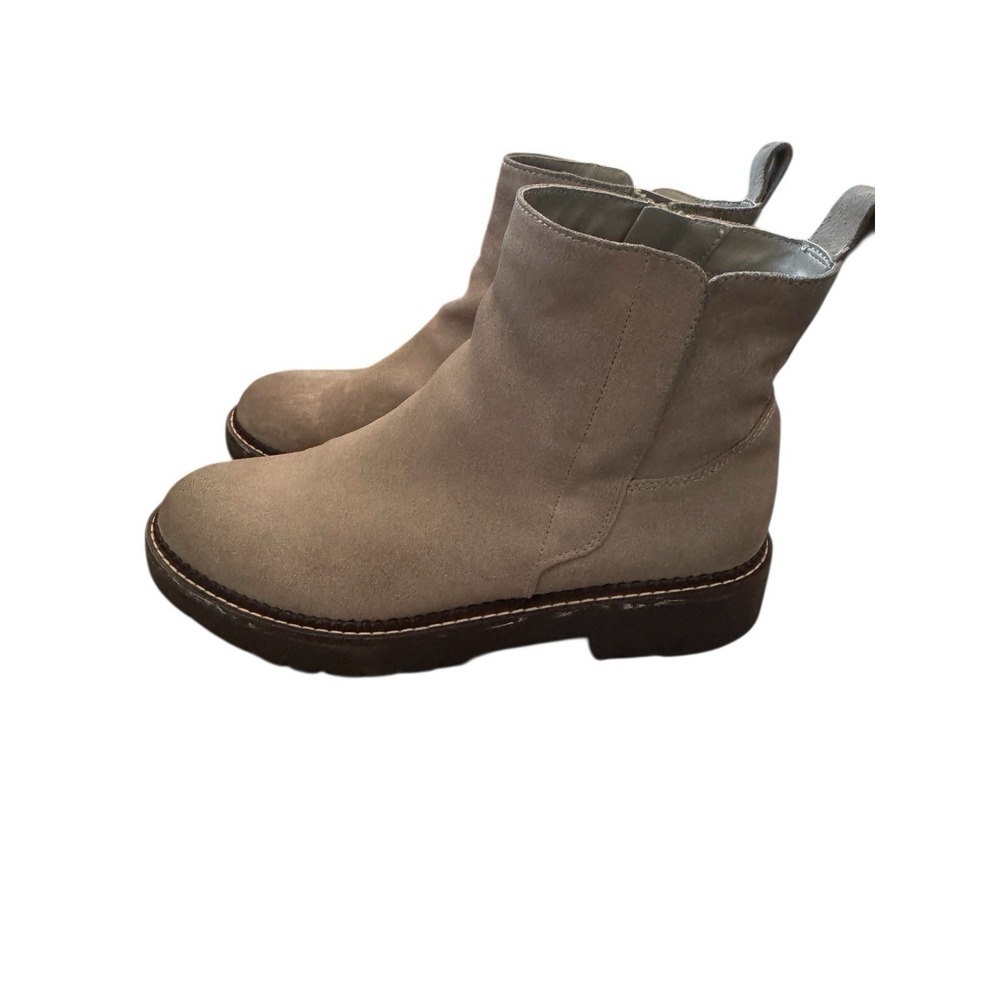 Nordstrom Tan Suede Zip Booties W8.5–9 (See Notes) | Cute Ankle Boots | Side Zip